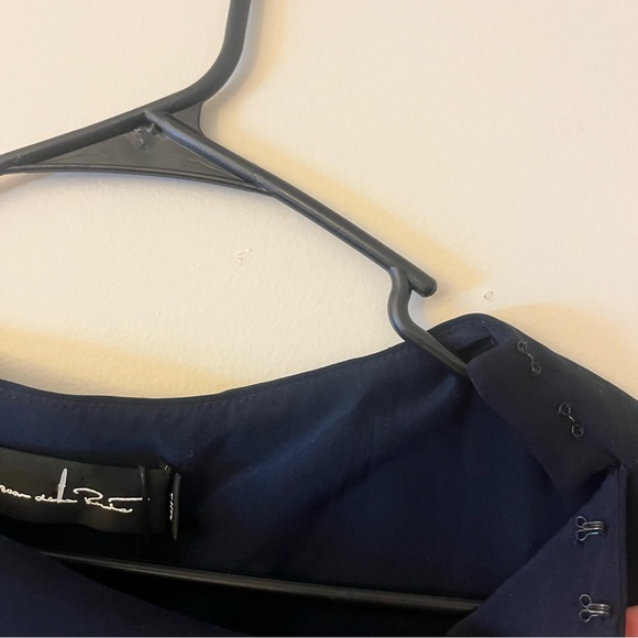 Oscar de la Renta Navy Draped Silk Asymmetrical Navy Dress 6 NWT - Picture 8 of 17